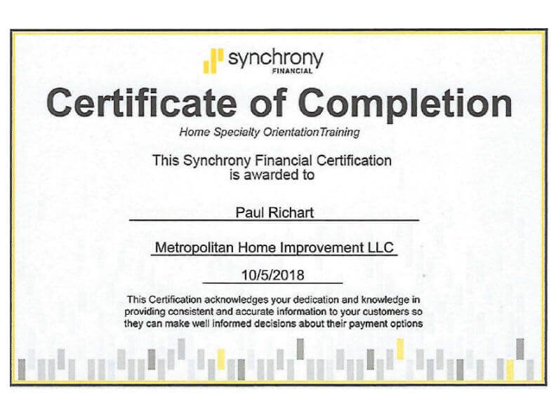 Certified by Synchrony Financial