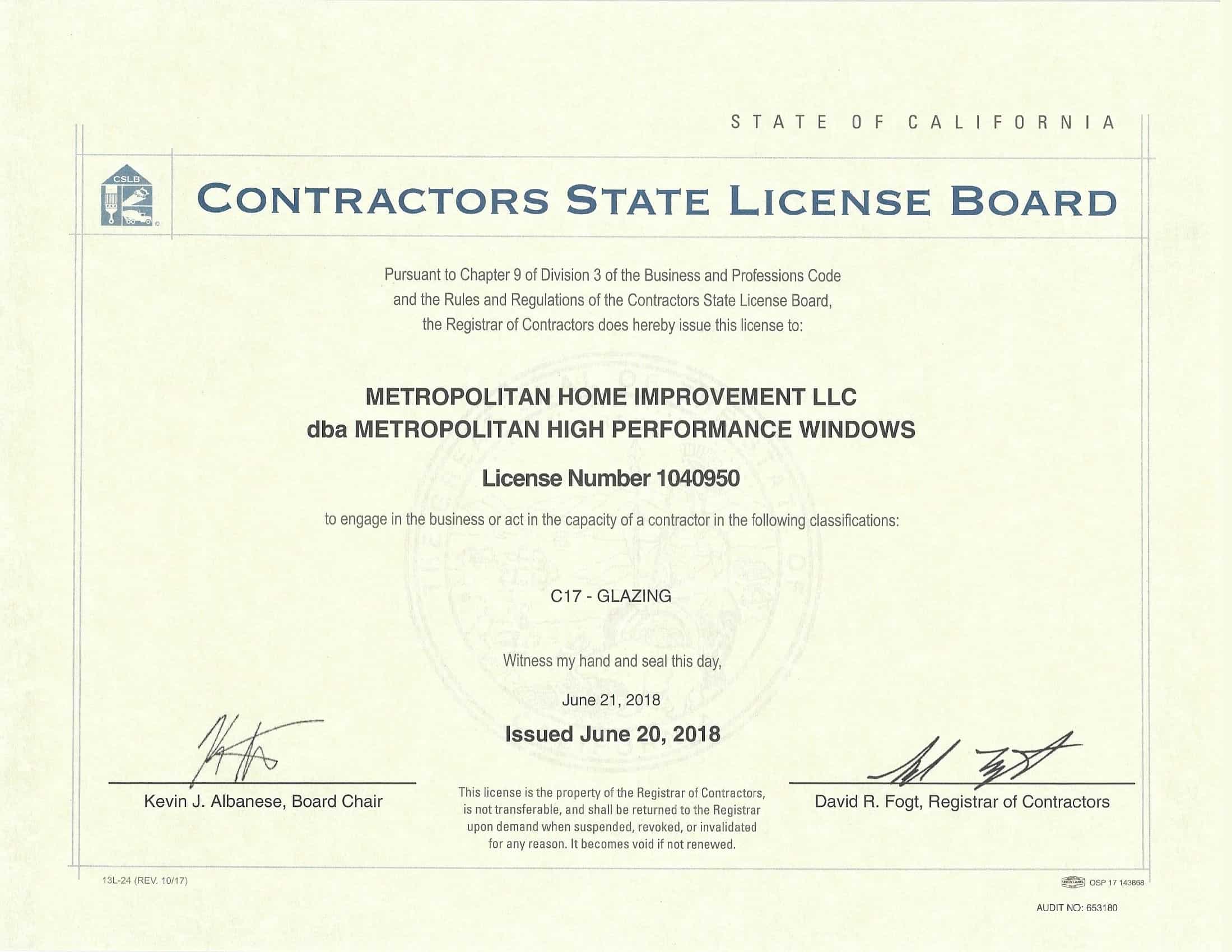 CA Contractors State License