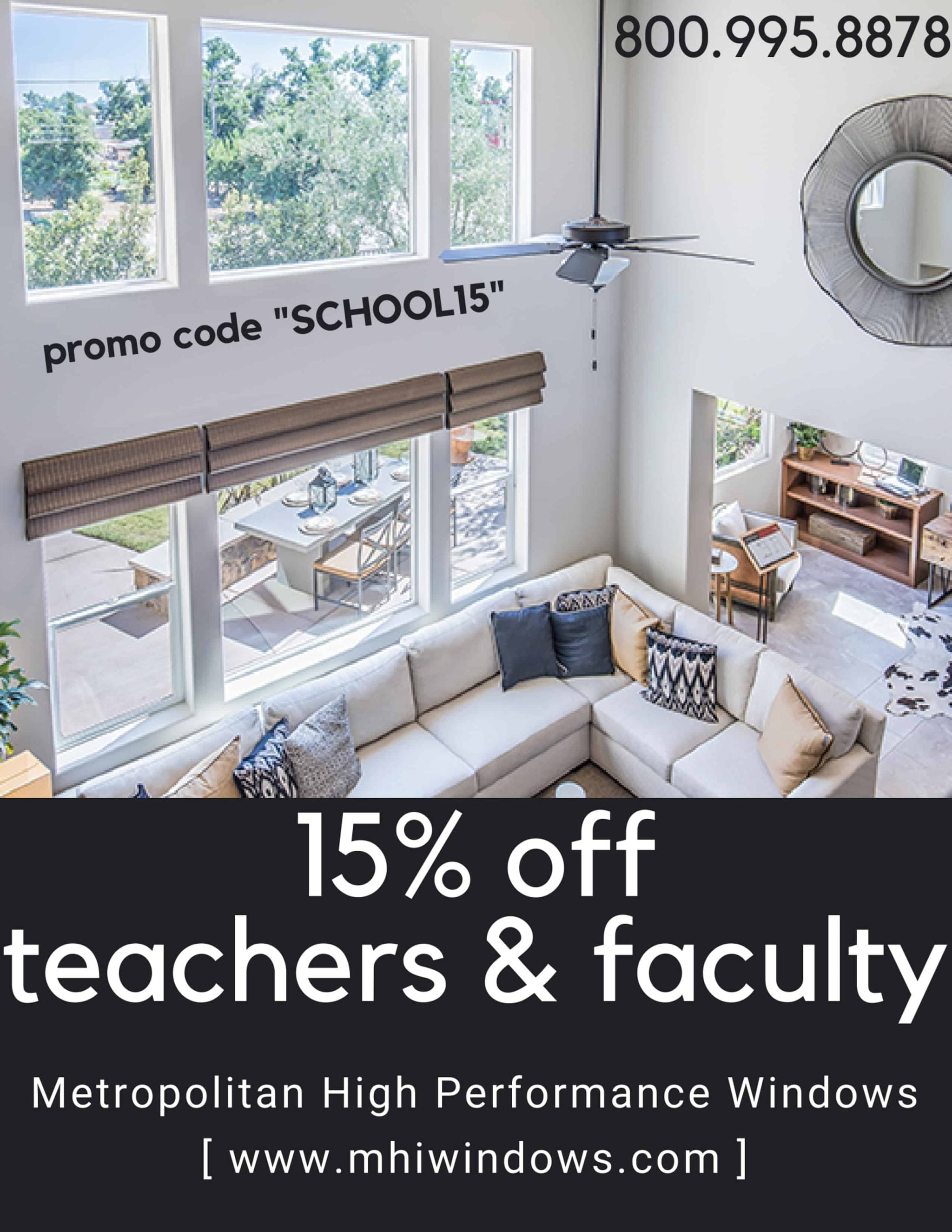15% OFF! Teachers & Faculty! Call to see if you qualify! Promo Code "SCHOOL15"